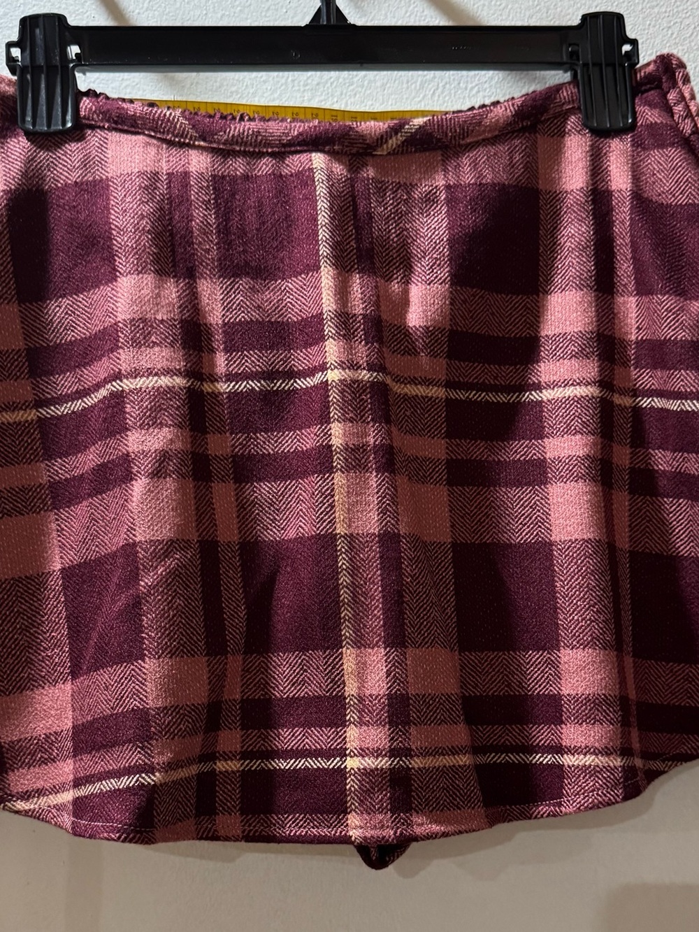 Free People Paradise Found Menswear Plaid Mini Skort in Rose and Burgundy